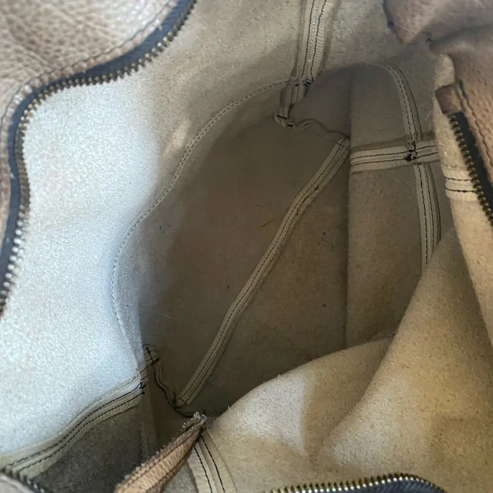 Alberto Fermani Taupe Leather Shoulder Tote